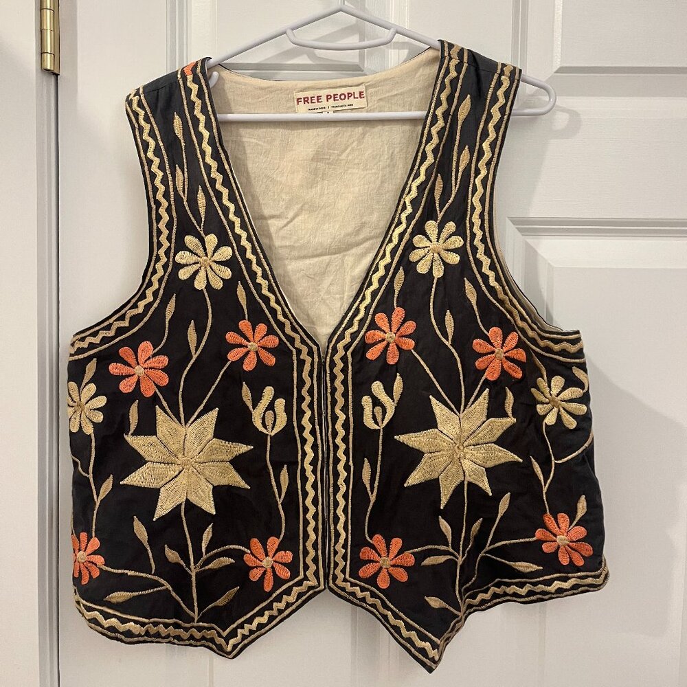 Free People Embroidered Vest - Floral